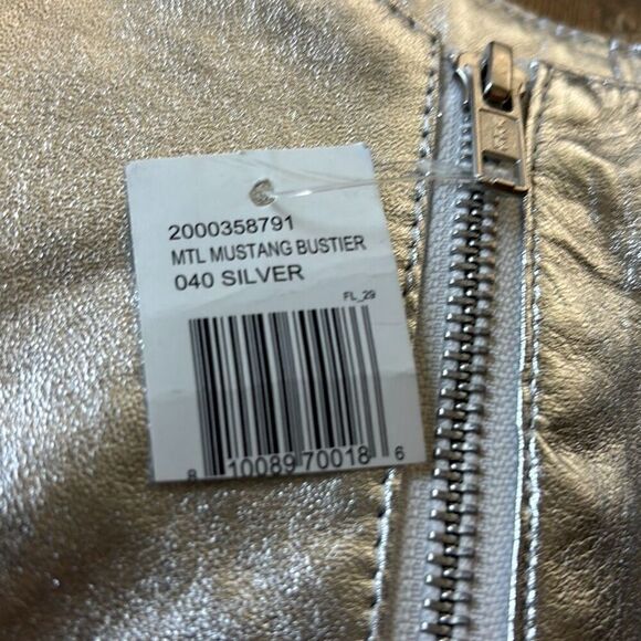 NWT Boot Barn Understated Leather metallic Mustang silver bustier coreset S - Picture 7 of 11